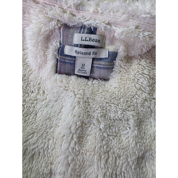 L.L. BEAN Women Scotch Plaid Flannel Shirt Sherpa-Lined Zip Hoodie Shacket SZ M - Picture 3 of 8
